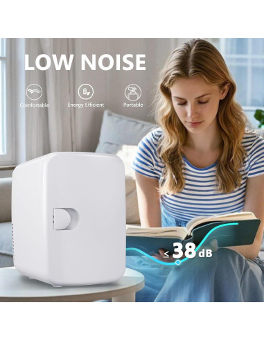 Mini Refrigerador EUHOMY 4L Blanco Portátil para Comida y Bebidas