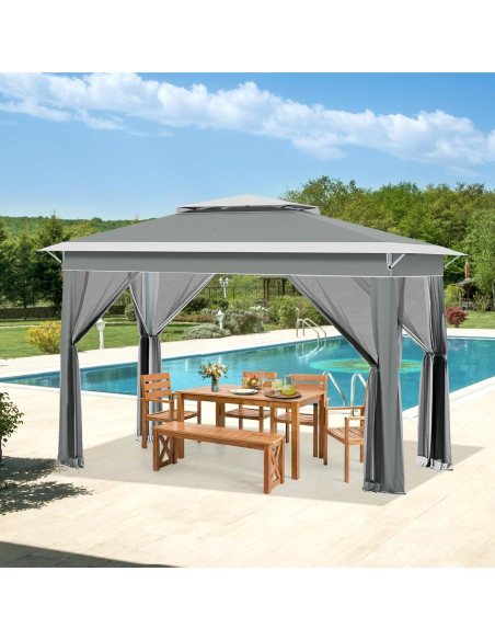 Carpa Pop Up ECOTOUGE 3x3m Gris-Blanco Resistente al Agua Carpa Pop Up ECOTOUGE 3x3m Gris-Blanco Resistente al Agua