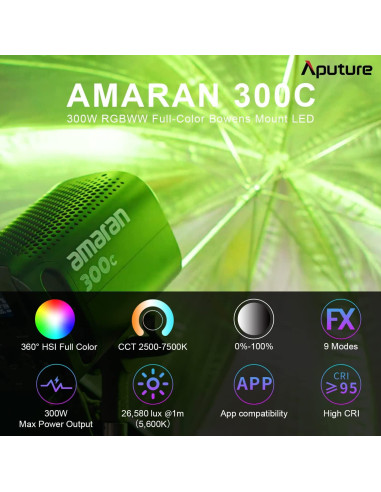 Aputure Amaran 300c Luz LED RGBWW 300W Montura Bowens