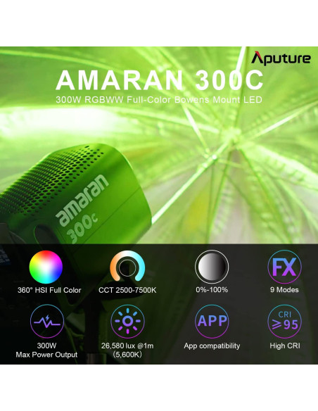 Aputure Amaran 300c Luz LED RGBWW 300W Montura Bowens Aputure Amaran 300c Luz LED RGBWW 300W Montura Bowens