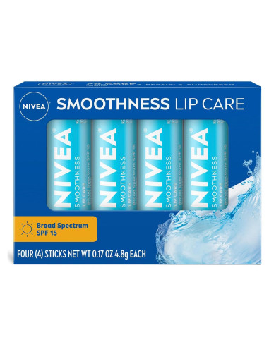 Bálsamo Labial NIVEA Suavidad SPF 15, 4.8 g, Paquete de 4