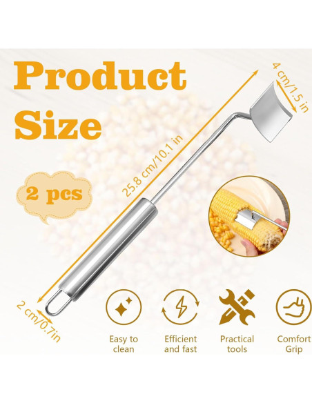 Pelador de Maíz Acero Inoxidable Betinyar 2 Piezas 25.7 cm Pelador de Maíz Acero Inoxidable Betinyar 2 Piezas 25.7 cm