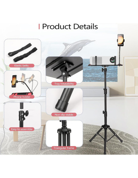 Soporte de trípode ajustable para proyector Genérico 60-115 cm Soporte de trípode ajustable para proyector Genérico 60-115 cm