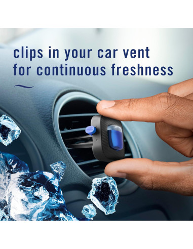 Ambientador de Auto Febreze Clip Ventilación Hielo Platino 4 Pzas