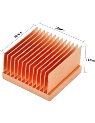 Disipador de Calor de Cobre Puro 20x20x11mm - 2 Piezas