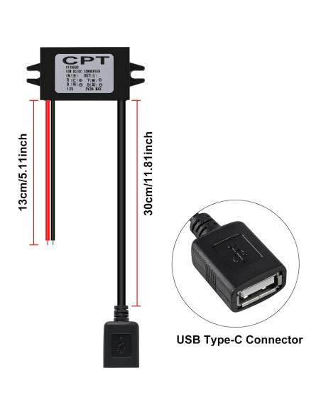 Convertidor DC a DC 12V 24V a 5V 3A AITRIP USB Adaptador Convertidor DC a DC 12V 24V a 5V 3A AITRIP USB Adaptador