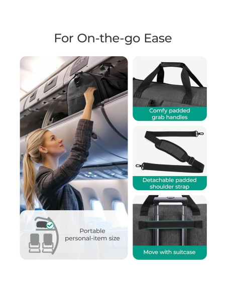 Bolsa de Ropa Duffle BAGSMART 2 en 1 Negra 45L Bolsa de Ropa Duffle BAGSMART 2 en 1 Negra 45L