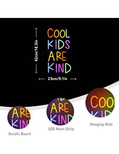 Letrero Neón LED Xixkilly 'Los Niños Geniales Son Amables' 41.91x22.95cm Letrero Neón LED Xixkilly 'Los Niños Geniales Son Amables' 41.91x22.95cm