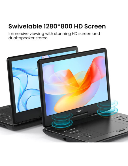 Reproductor de DVD Portátil ieGeek 14.1" HD Batería 6h Reproductor de DVD Portátil ieGeek 14.1" HD Batería 6h