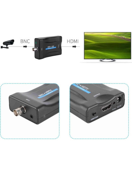 Adaptador BNC a HDMI Femenino 1080P Tinje para CCTV Adaptador BNC a HDMI Femenino 1080P Tinje para CCTV