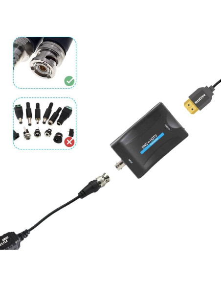 Adaptador BNC a HDMI Femenino 1080P Tinje para CCTV Adaptador BNC a HDMI Femenino 1080P Tinje para CCTV