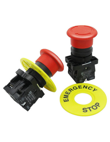 Interruptor de Parada de Emergencia Rojo mxuteuk 2Pcs 10A