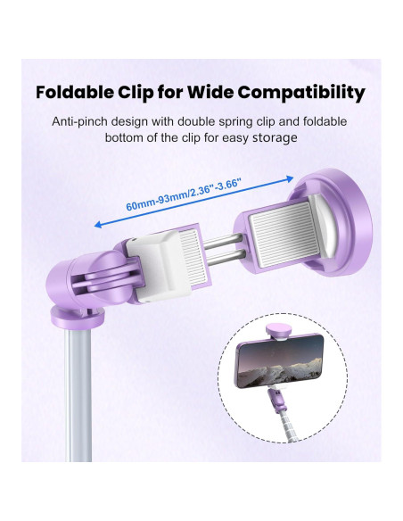 Trípode Automático TONEOF 70" para Teléfono Celular Púrpura Trípode Automático TONEOF 70" para Teléfono Celular Púrpura