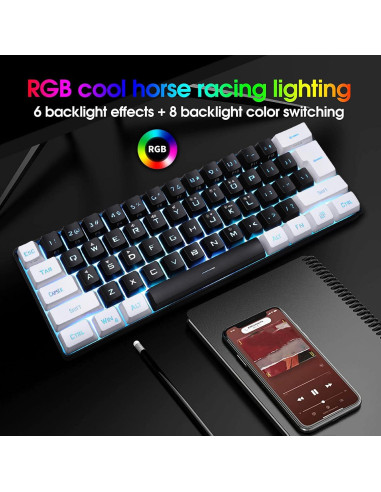 Teclado Gaming Mecánico RGB Mini Yanmis 61 Teclas Ergonómico