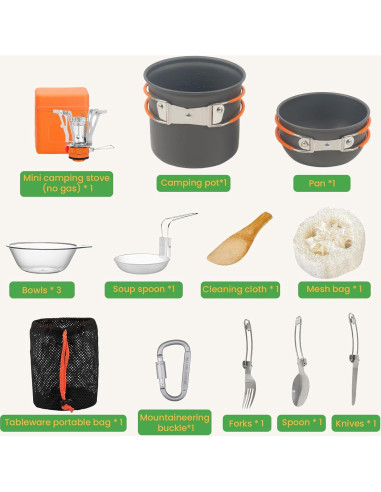 Juego de Utensilios de Cocina GEEKHOM para Camping 0.8L