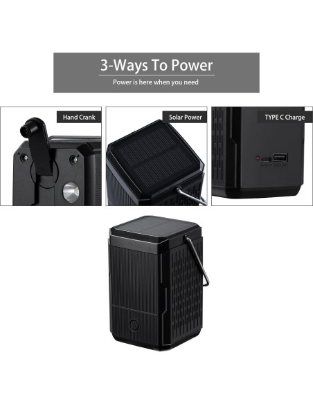 Linterna de Camping Recargable HY-236TD USB Solar Manivela Linterna de Camping Recargable HY-236TD USB Solar Manivela