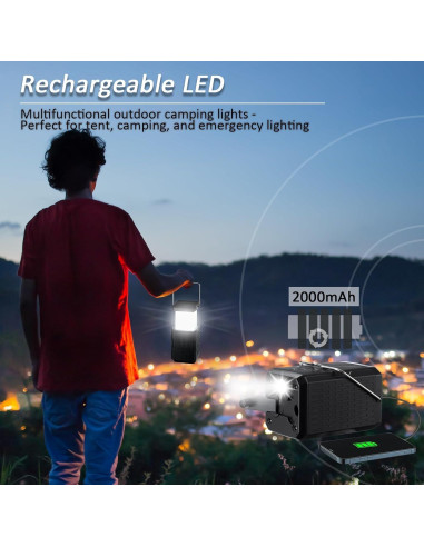 Linterna de Camping Recargable HY-236TD USB Solar Manivela