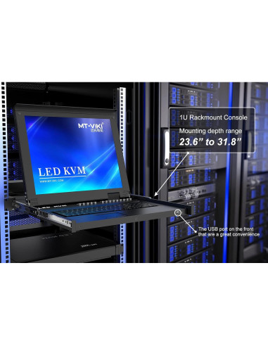 Interruptor KVM Rack 16 Puertos MT-VIKI con Monitor 17" LCD