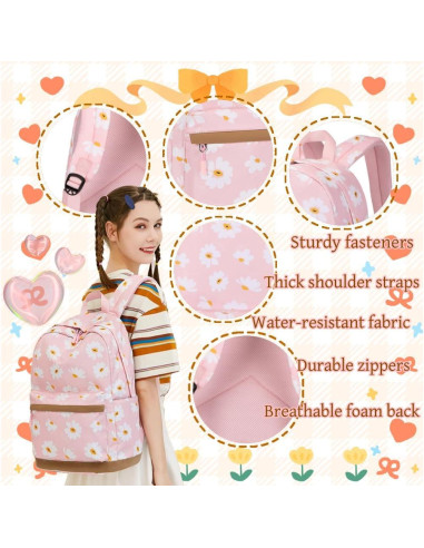 Conjunto de Mochilas EKUIZAI 2Pcs para Niñas con Bolsa de Almuerzo