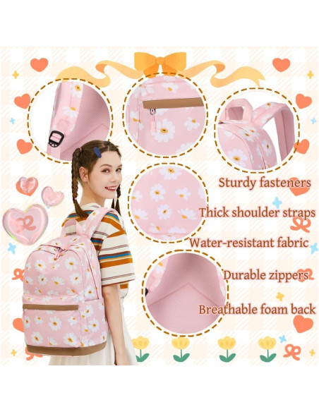Conjunto de Mochilas EKUIZAI 2Pcs para Niñas con Bolsa de Almuerzo