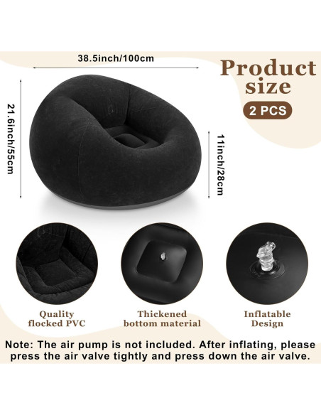 Sillas Inflables de Saco de Frijoles Realspring - 2 Pcs Negro Sillas Inflables de Saco de Frijoles Realspring - 2 Pcs Negro