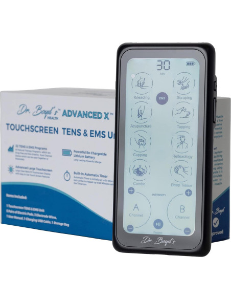 Unidad TENS y EMS Dr. Boyd Avanzada X - 32 Modos, Pantalla Táctil Unidad TENS y EMS Dr. Boyd Avanzada X - 32 Modos, Pantalla Táctil