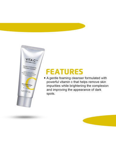 Limpiador Espumoso Missha Vita C Plus 120ml - Piel Radiante
