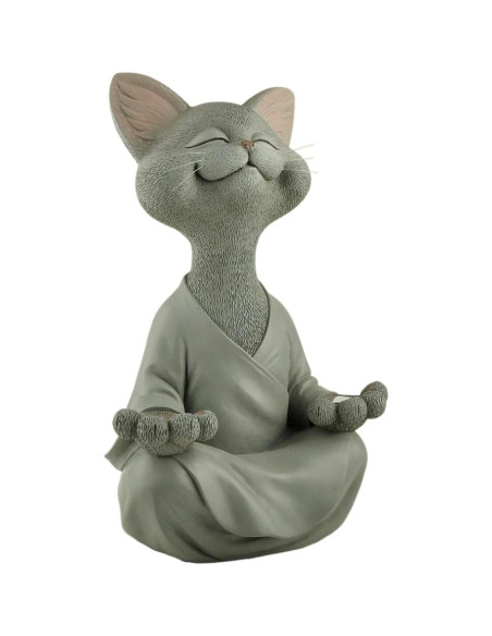 Estatua de Jardín Buda Gato Gris Meditando 30.48 cm - Resina Estatua de Jardín Buda Gato Gris Meditando 30.48 cm - Resina