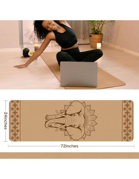 Alfombrilla de Yoga Antideslizante IKULE de Corcho 182.88x60.96cm Alfombrilla de Yoga Antideslizante IKULE de Corcho 182.88x60.96cm