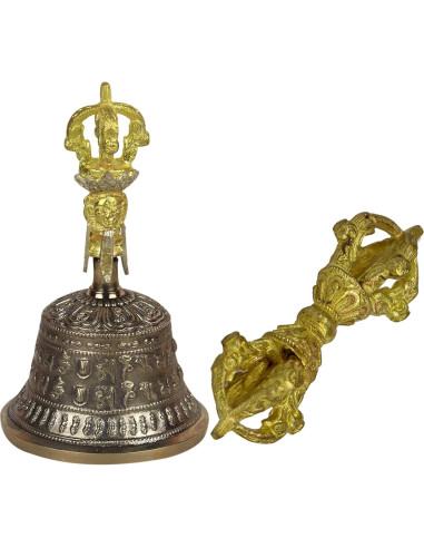 Juego de campana de meditación tibetana Khuci en bronce