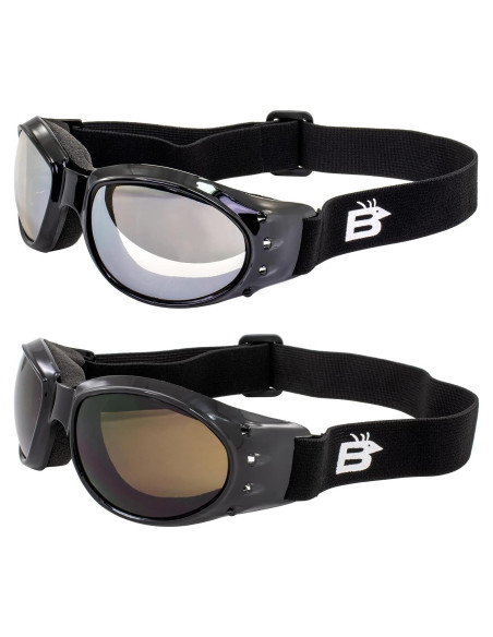 Gafas de Motocicleta Birdz - 2 Pares con Lentes Claros y Ámbar Gafas de Motocicleta Birdz - 2 Pares con Lentes Claros y Ámbar