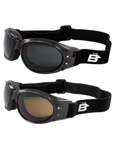 Gafas de Motocicleta Birdz EAGLESD - 2 Pares con Lentes Oscuros y Ámbar Gafas de Motocicleta Birdz EAGLESD - 2 Pares con Lentes Oscuros y Ámbar