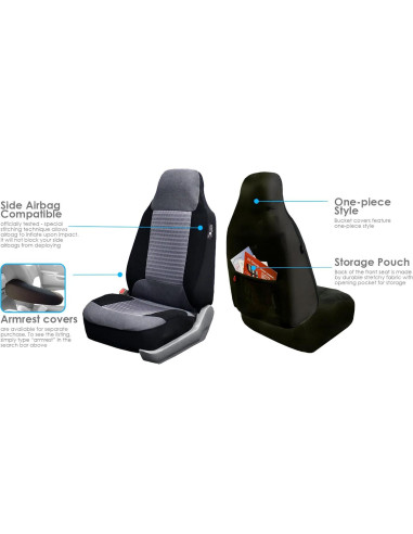 FH Group Fundas de Asiento de Tela Universal para Automóvil - Gris