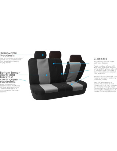 FH Group Fundas de Asiento de Tela Universal para Automóvil - Gris
