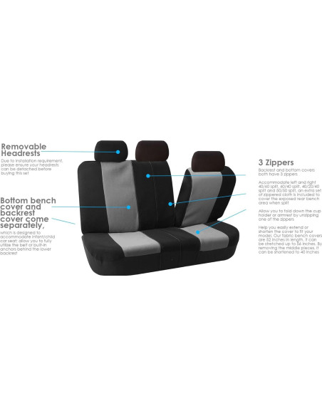 FH Group Fundas de Asiento de Tela Universal para Automóvil - Gris FH Group Fundas de Asiento de Tela Universal para Automóvil - Gris
