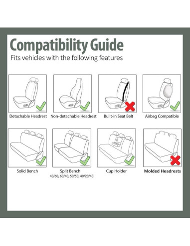 FH Group Fundas de Asiento de Tela Universal para Automóvil - Gris