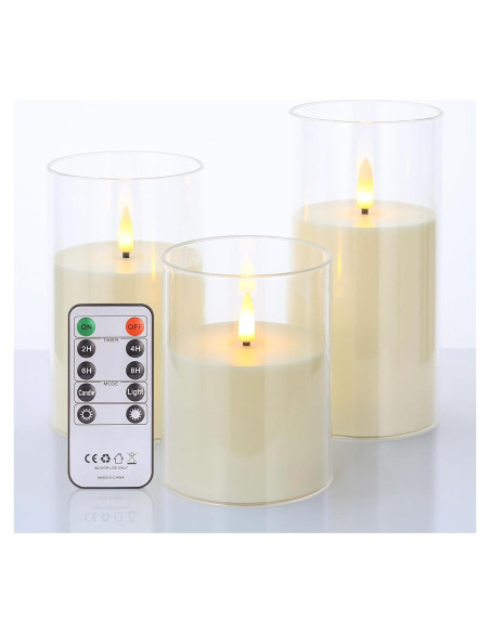 Velas LED Sin Llama SNUGBLAKI 3 Piezas con Control Remoto Velas LED Sin Llama SNUGBLAKI 3 Piezas con Control Remoto