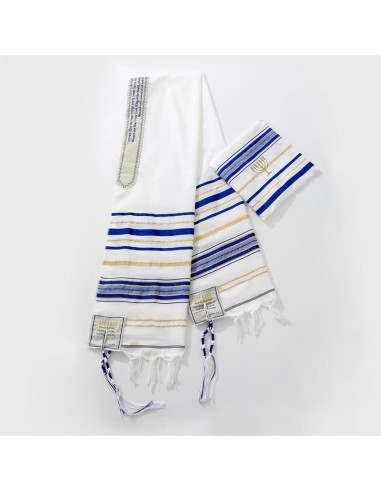 Chal de Oración Judío Azul 50x180 cm con Tzitzit
