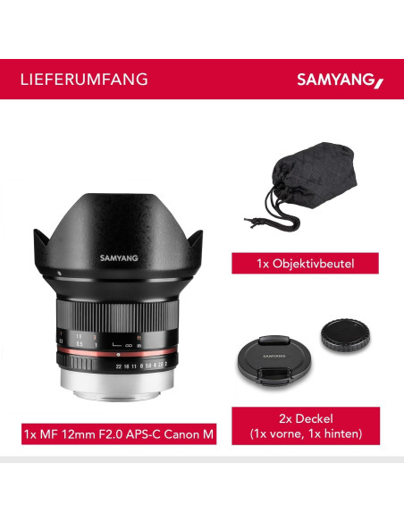 Lente Samyang 12mm F2.0 Manual Canon M - Ultra Gran Angular Lente Samyang 12mm F2.0 Manual Canon M - Ultra Gran Angular