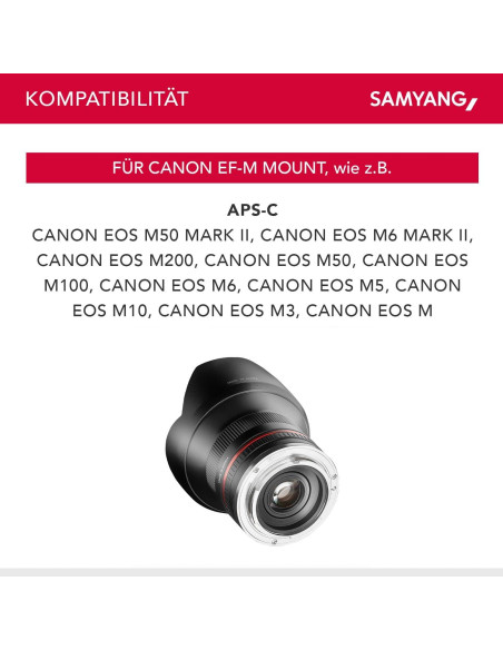 Lente Samyang 12mm F2.0 Manual Canon M - Ultra Gran Angular Lente Samyang 12mm F2.0 Manual Canon M - Ultra Gran Angular