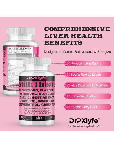 Cápsulas de Cardo Mariano DrPKlyfe - 120 Unidades para Hígado