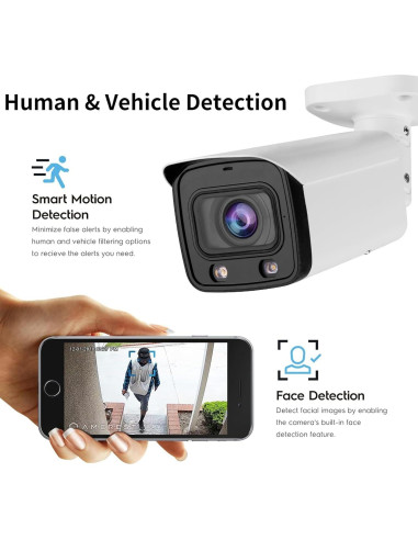 Cámara IP PoE 8MP Bullet OHBET con Zoom Óptico 5X y Detección