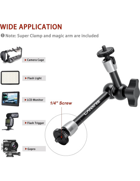 Super Clamp y Brazo Mágico Lanxire 7" Ajustable 2kg Super Clamp y Brazo Mágico Lanxire 7" Ajustable 2kg