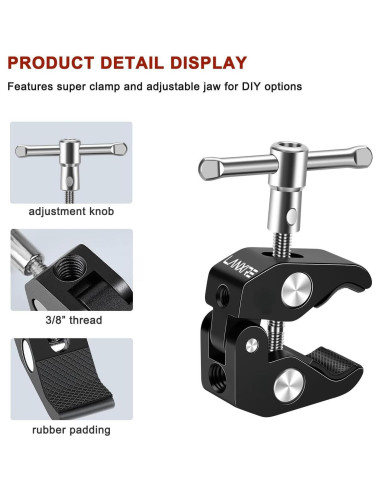 Super Clamp y Brazo Mágico Lanxire 7" Ajustable 2kg