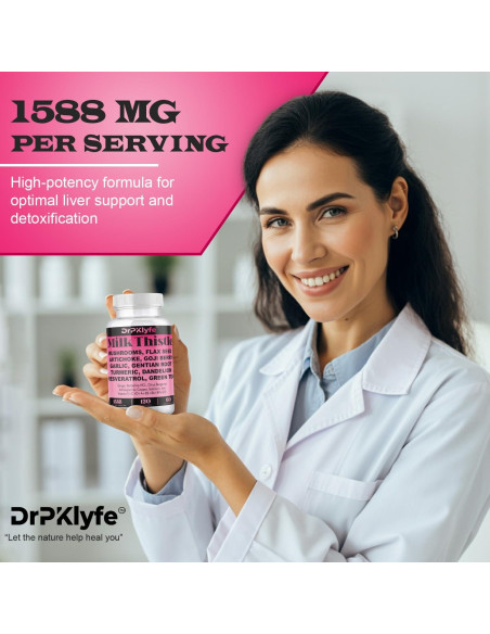 Cápsulas de Cardo Mariano DrPKlyfe - 120 Unidades para Hígado Cápsulas de Cardo Mariano DrPKlyfe - 120 Unidades para Hígado
