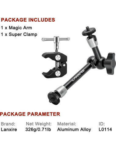 Super Clamp y Brazo Mágico Lanxire 7" Ajustable 2kg