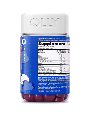 Gominolas OLLY para dormir niños 90 unidades 0.5mg melatonina