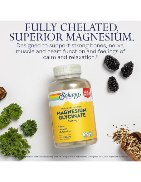 Cápsulas de Magnesio Glicinato Solaray 350 mg - 120 VegCaps Cápsulas de Magnesio Glicinato Solaray 350 mg - 120 VegCaps