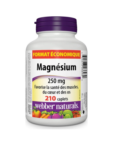 Suplemento de Magnesio Webber Naturals 250 mg 210 tabletas