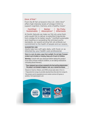 Suplemento Omega-3 DHA Xtra Nordic Naturals 60 Geles Fresa